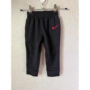 Nike Kids Dri-Fit Jogger Pants Black Red Swoosh Toddler 18M